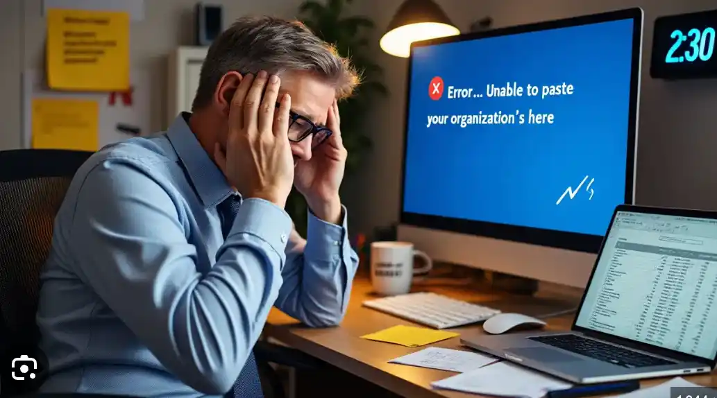 Impossible de coller les données de votre organisation ici